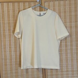 Toteables By Susan G Womens L Top Cream Textured Minimalist Office Formal Vtg